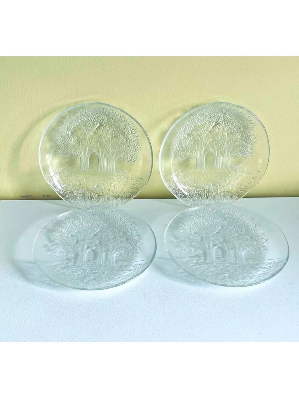 4 Vtg Studio Nova Sun Valley Salad Plates 7.75" Tree Embossed Germany